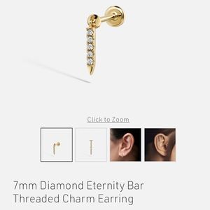 MARIA TASH 7mm Diamond Eternity Bar Threaded Charm Earring